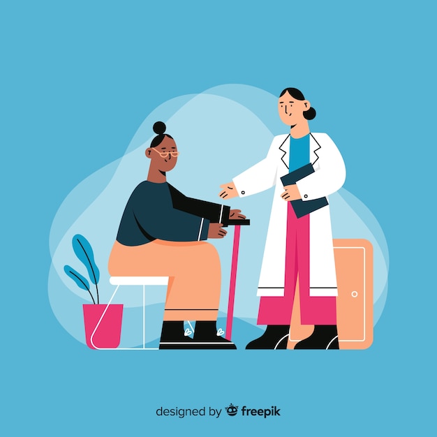 Free vector hand drawn nurse taking care of patient