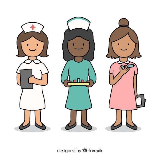 Free Vector hand drawn nurse team