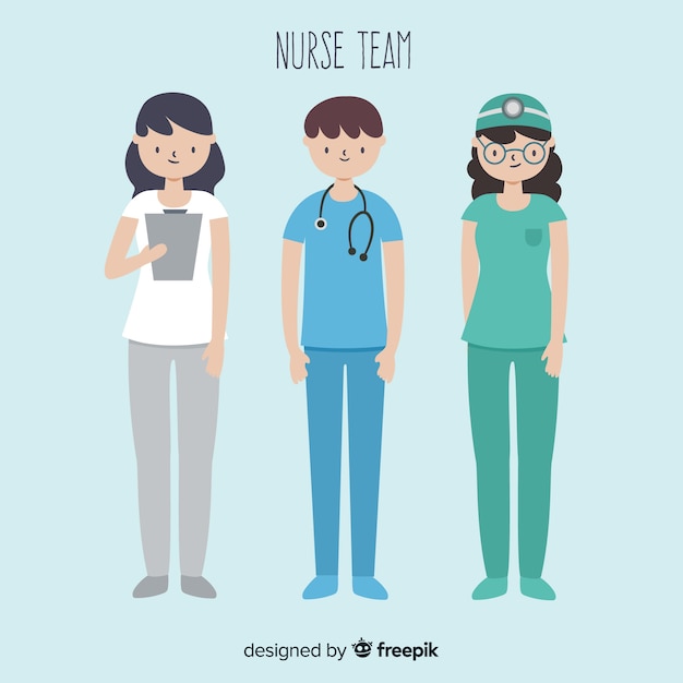 Hand drawn nurse team