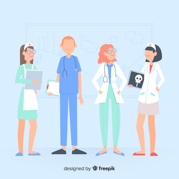 Free Vector hand drawn nurse team