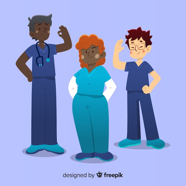 Free Vector hand drawn nurse team