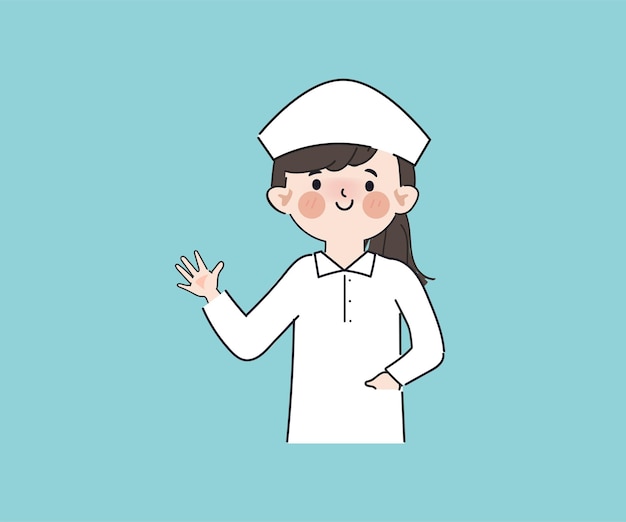 Hand drawn a nurse with uniform clipart gesture pose character