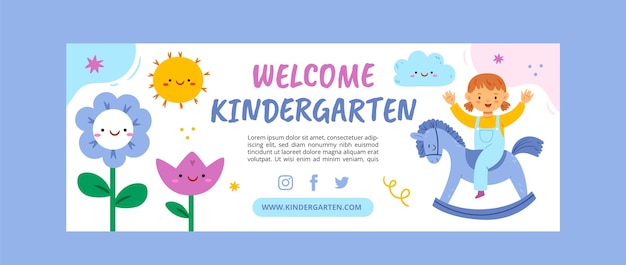 Hand drawn nursery school facebook cover template