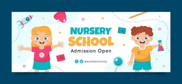 Hand drawn nursery school facebook cover