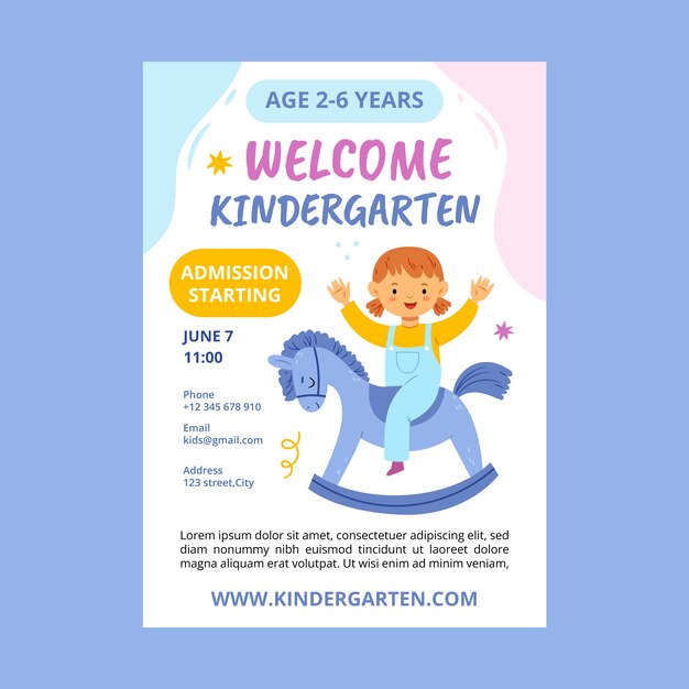 Hand drawn nursery school invitation template