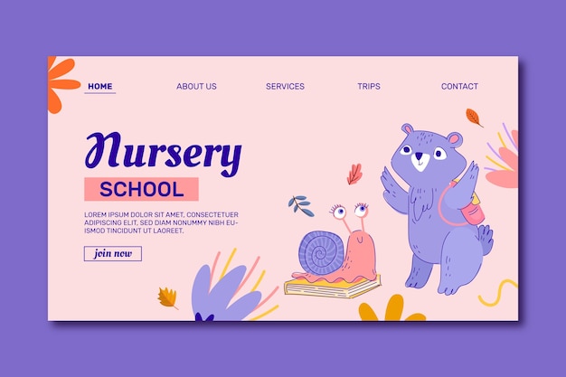 Hand drawn nursery school landing page