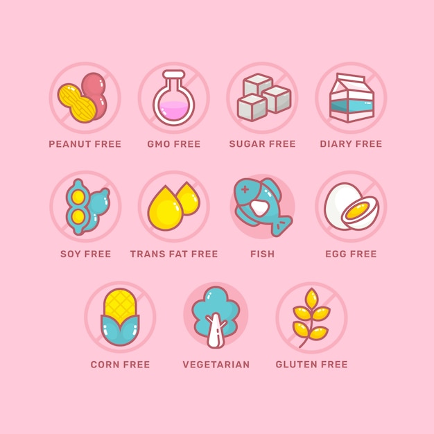 Free Vector hand drawn nutritional icons collection