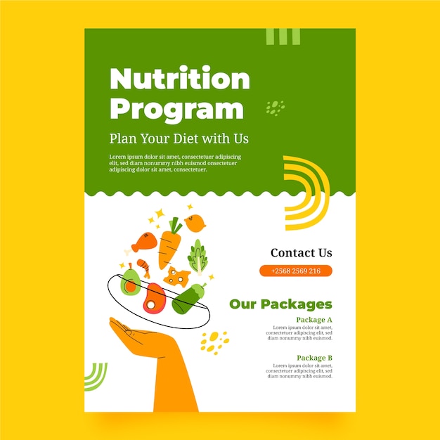 Hand drawn nutritionist advice poster template