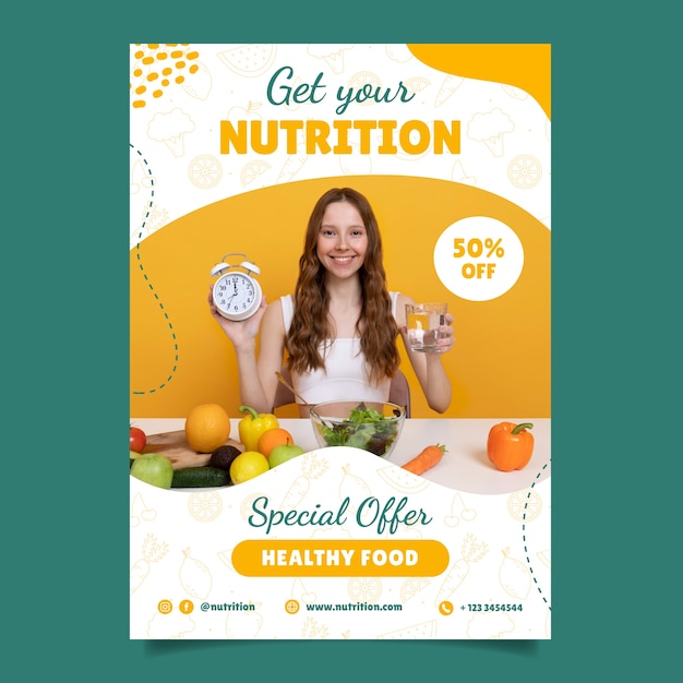 Hand drawn nutritionist advice poster template