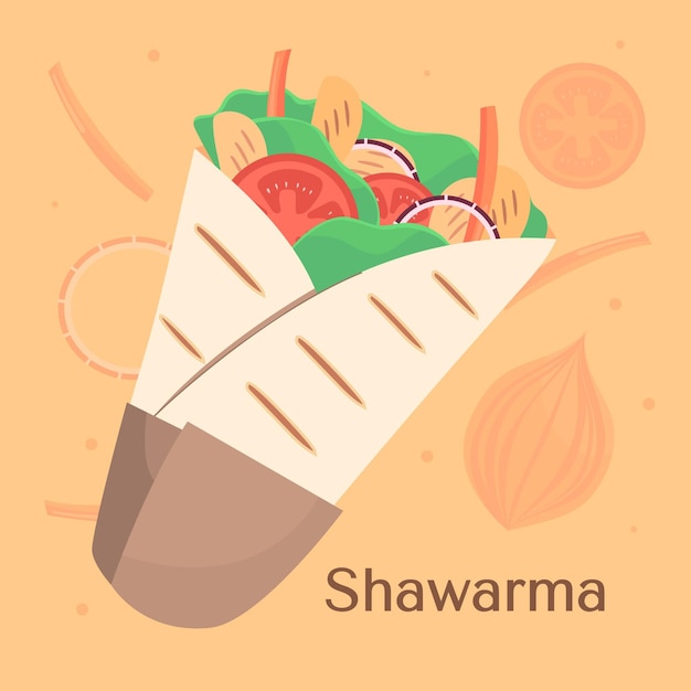 Hand drawn nutritious shawarma illustration