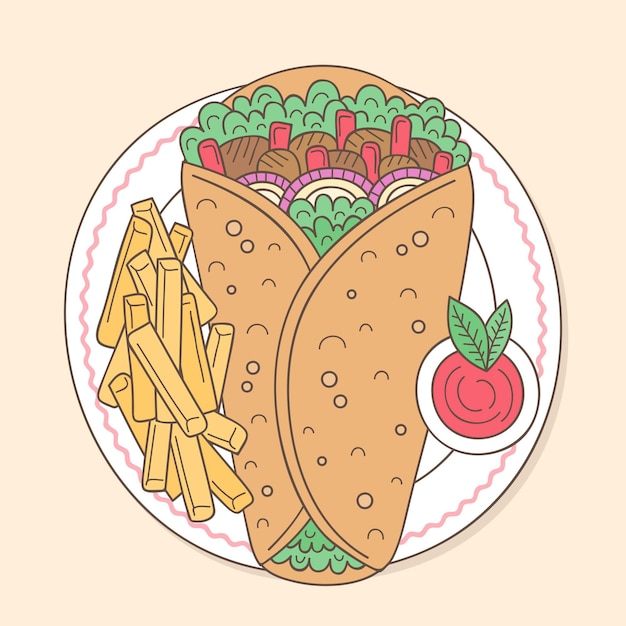 Free Vector hand drawn nutritious shawarma illustration