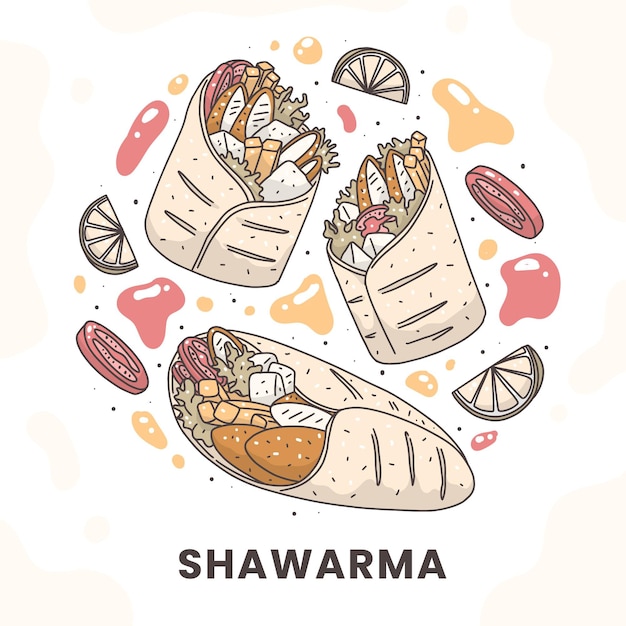 Free Vector hand drawn nutritious shawarma illustration