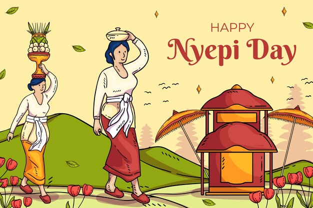 Hand drawn nyepi background