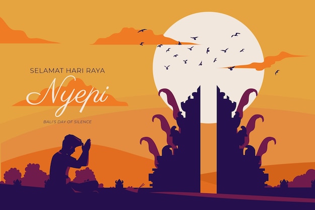 Hand drawn nyepi illustration