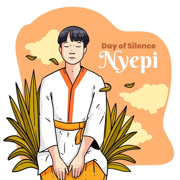 Hand drawn nyepi illustration