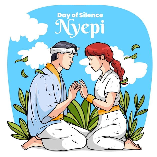 Hand drawn nyepi illustration