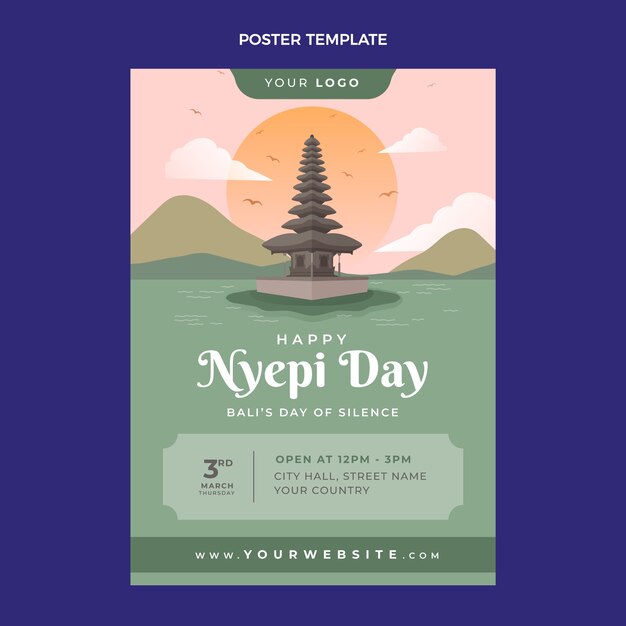 Hand drawn nyepi vertical poster template