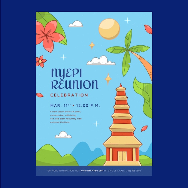 Free Vector hand drawn nyepi vertical poster template