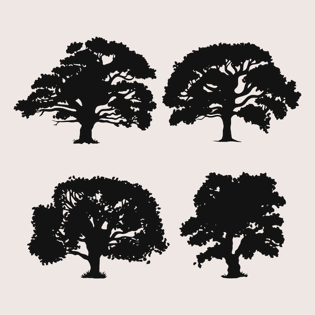 Free Vector hand drawn oak tree silhouette