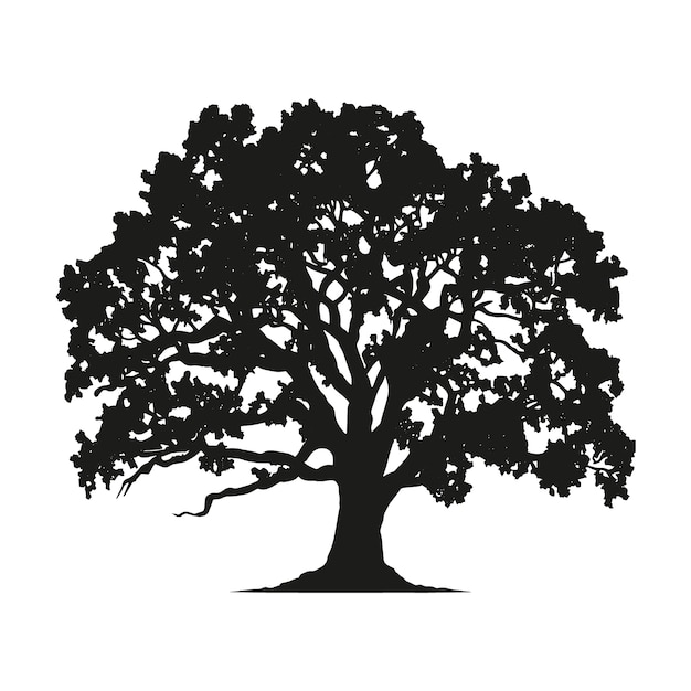 Hand drawn oak tree silhouette