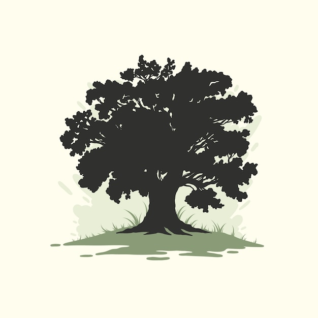 Free vector hand drawn oak tree silhouette