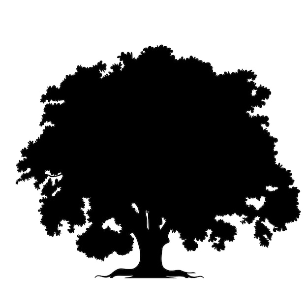 Hand drawn  oak tree silhouette