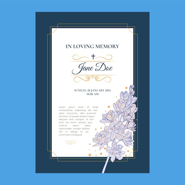 Hand drawn obituary template design