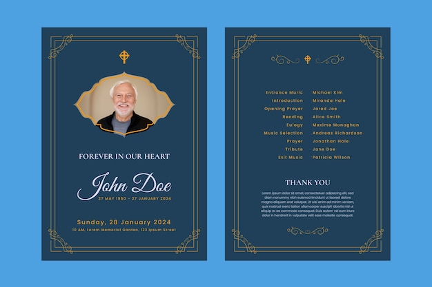 Hand drawn obituary template design