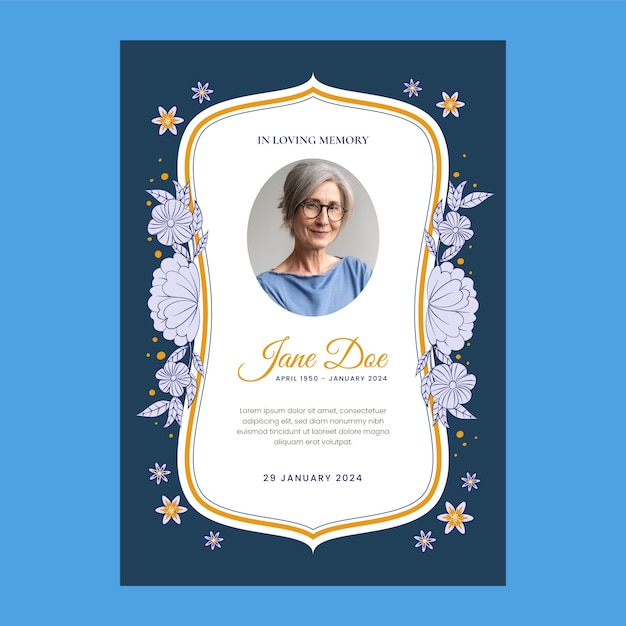 Hand drawn obituary template design