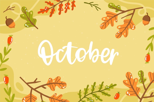 Free Vector hand drawn october background with plants