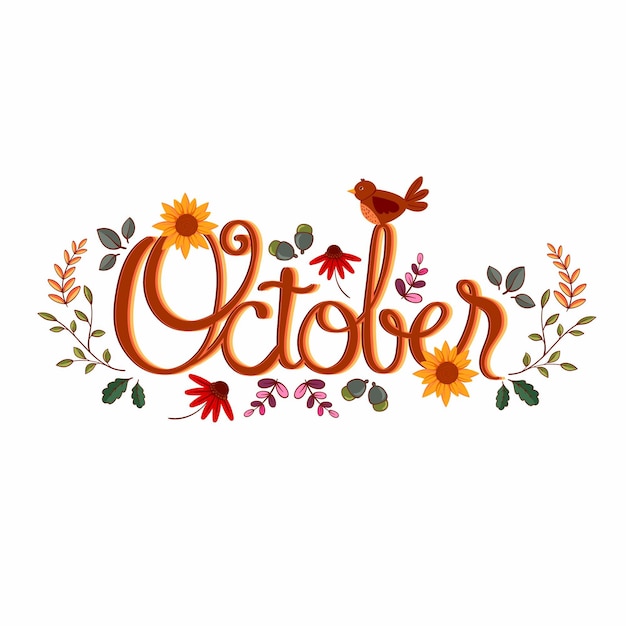 Hand drawn october lettering