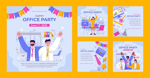 Hand drawn office party template