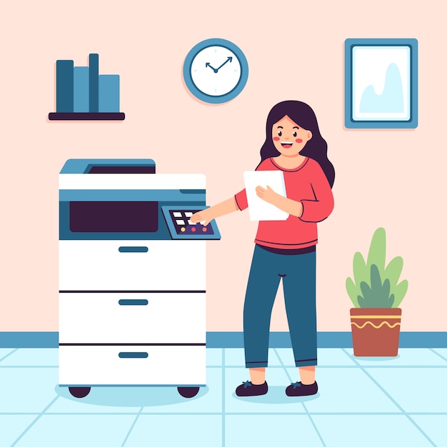 Hand drawn office printer illustration