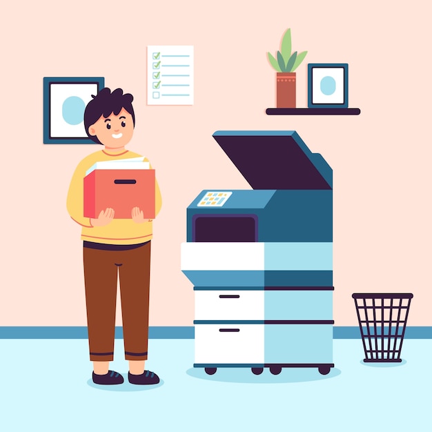 Free Vector hand drawn office printer illustration