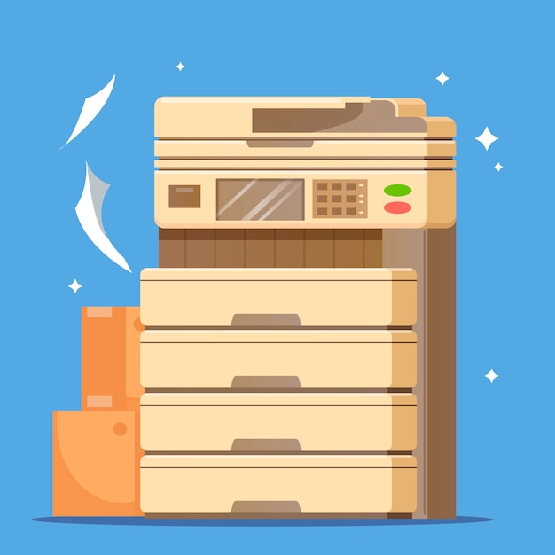 Hand drawn office printer illustration