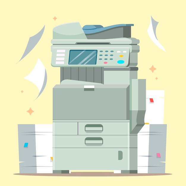 Hand drawn office printer illustration