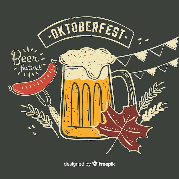 Free Vector hand drawn oktoberfest background