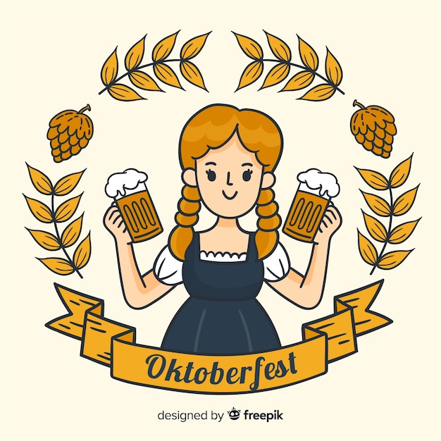 Free Vector hand drawn oktoberfest background