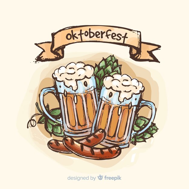 Hand drawn oktoberfest background