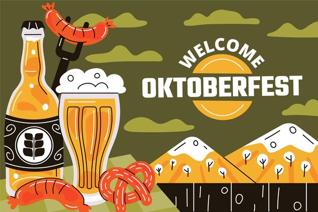 Hand drawn oktoberfest background