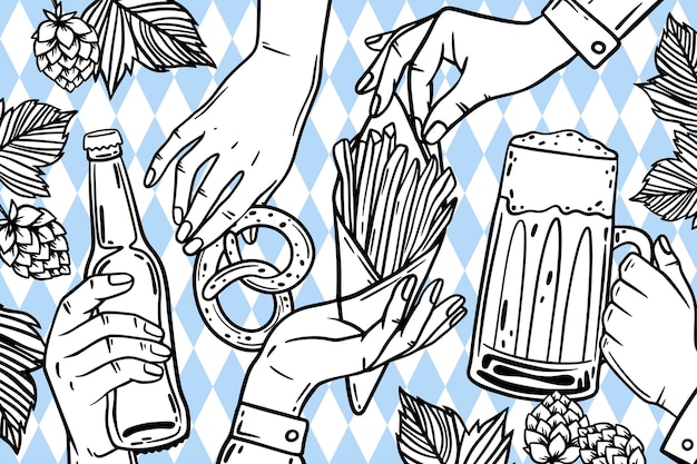 Hand drawn oktoberfest background