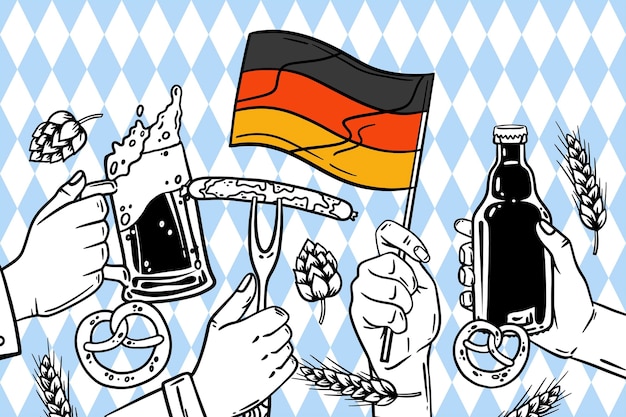 Hand drawn oktoberfest background