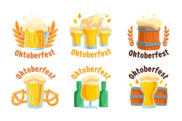 Hand drawn oktoberfest badges collection