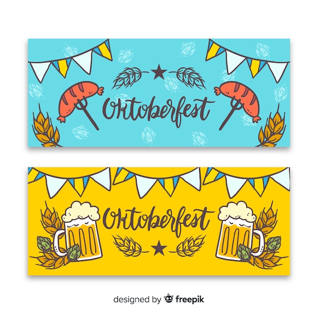 Hand drawn oktoberfest banners template