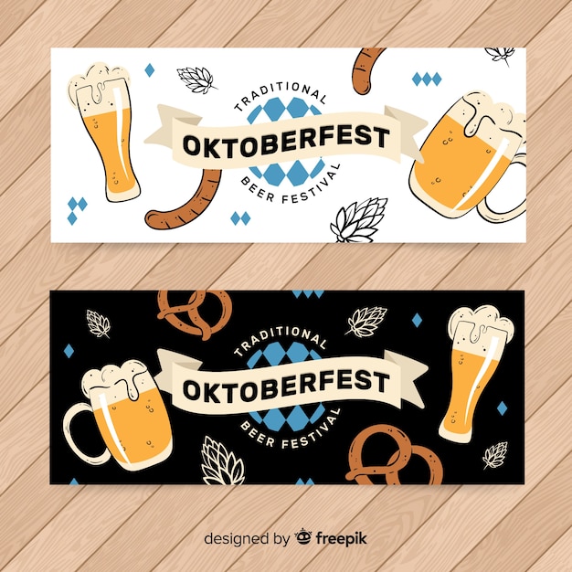 Hand drawn oktoberfest banners template