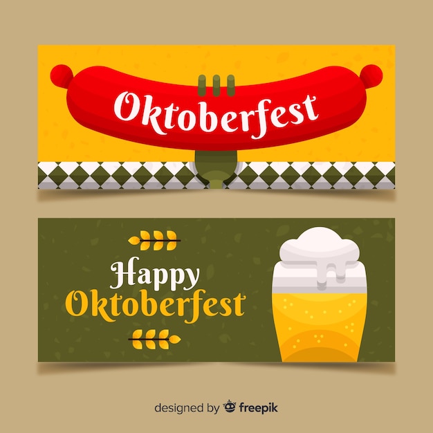 Hand drawn oktoberfest banners template