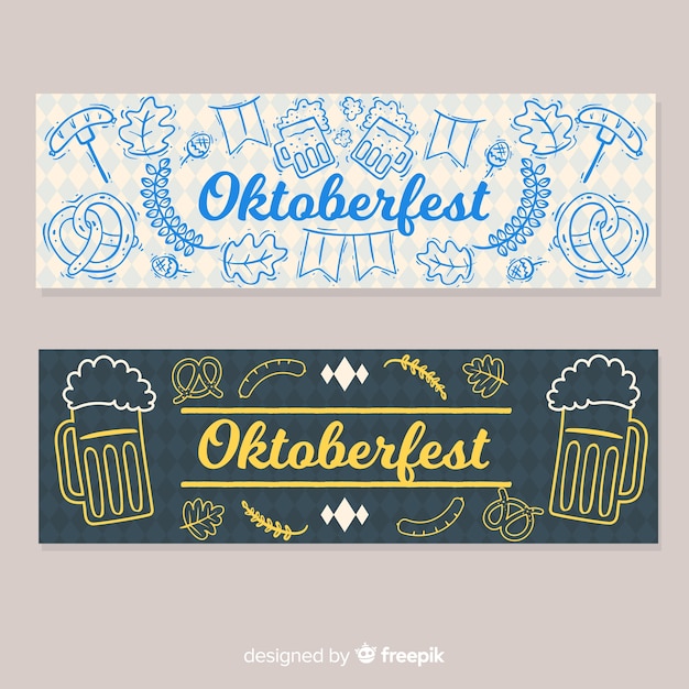 Hand drawn oktoberfest banners