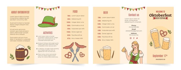 Hand drawn oktoberfest brochure template