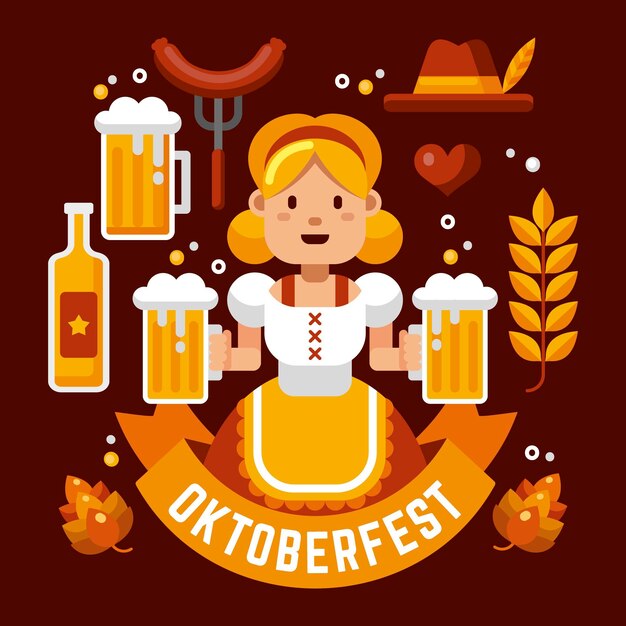 Hand drawn oktoberfest character illustrated