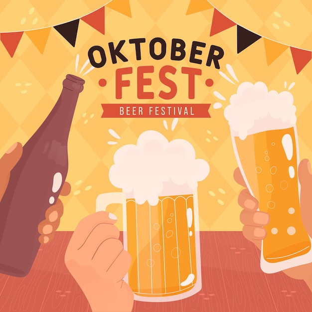 Hand drawn oktoberfest concept